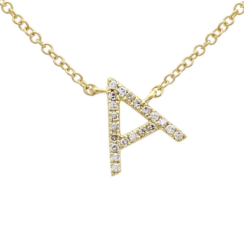 women's friendship necklaces-14K Yellow Gold Slanted Initial Diamond Necklace