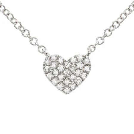 women's vintage necklaces-14K White Gold Diamond Heart Necklace