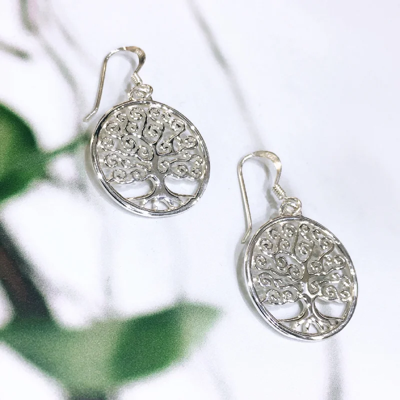 women's large stud earrings-Tree of Life Spiral Earrings