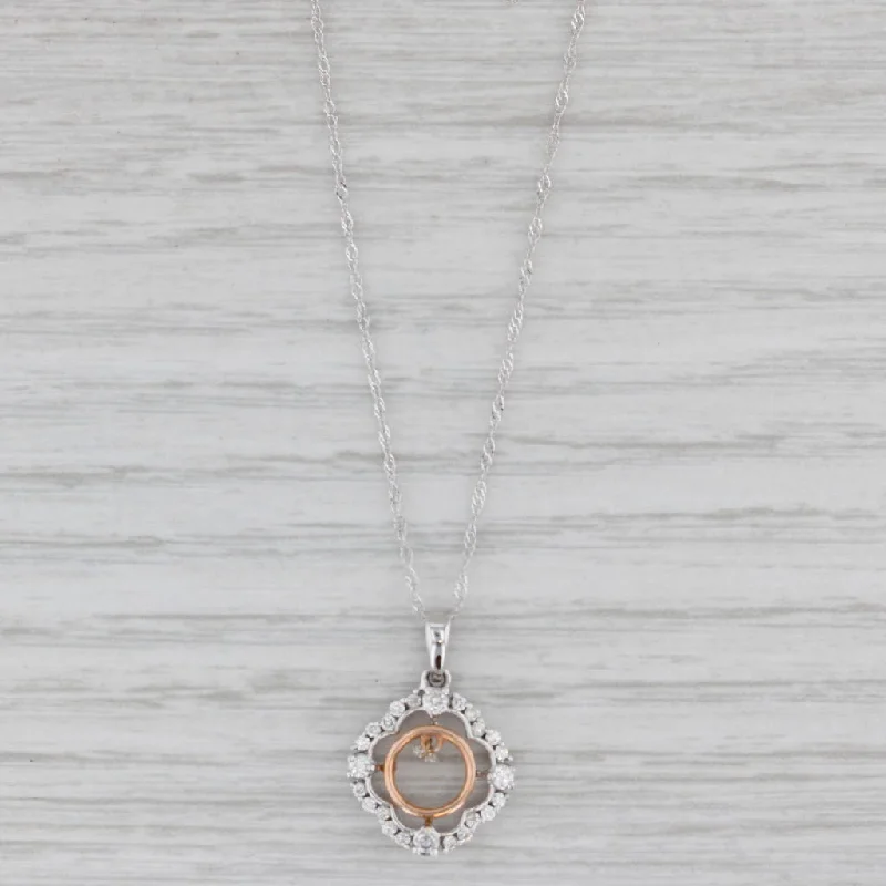 women's turquoise necklaces-New 0.25ctw Floating Diamond Halo Pendant Necklace 14k White Rose Gold 18"