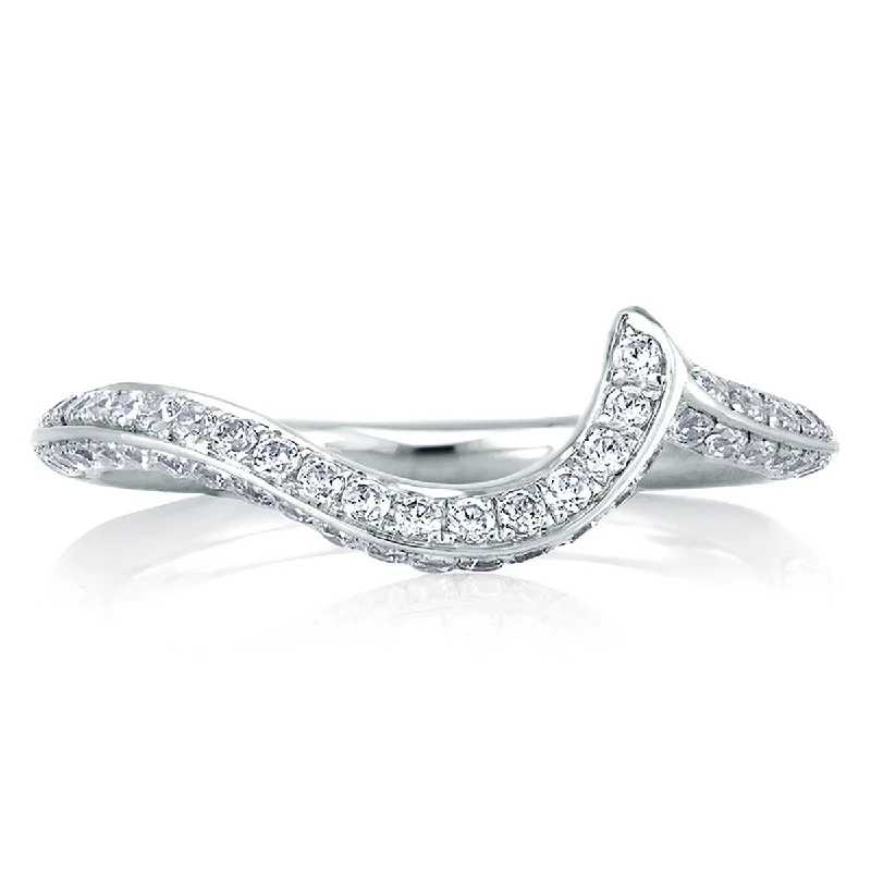 women's cushion cut engagement rings-A. Jaffe Signature Diamond Swirl Wedding Band MRS322/37