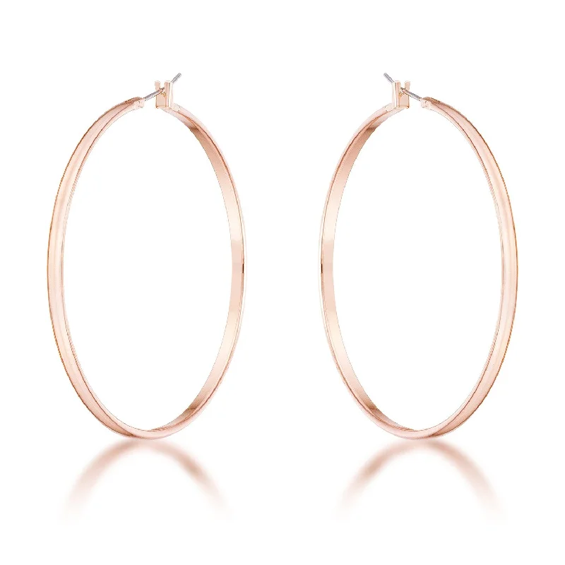 women's clip-on earrings-Flavila Classic Rose Gold Large Hoop Earrings