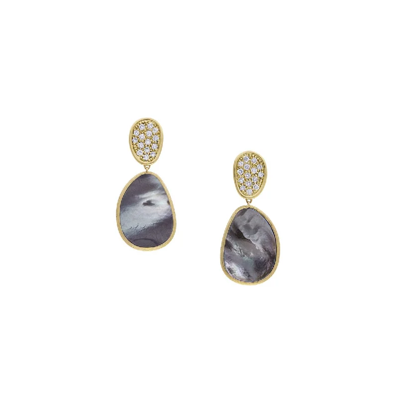 women's two-tone earrings-18K Yellow Gold Black Mother of Pearl Petite Earrings