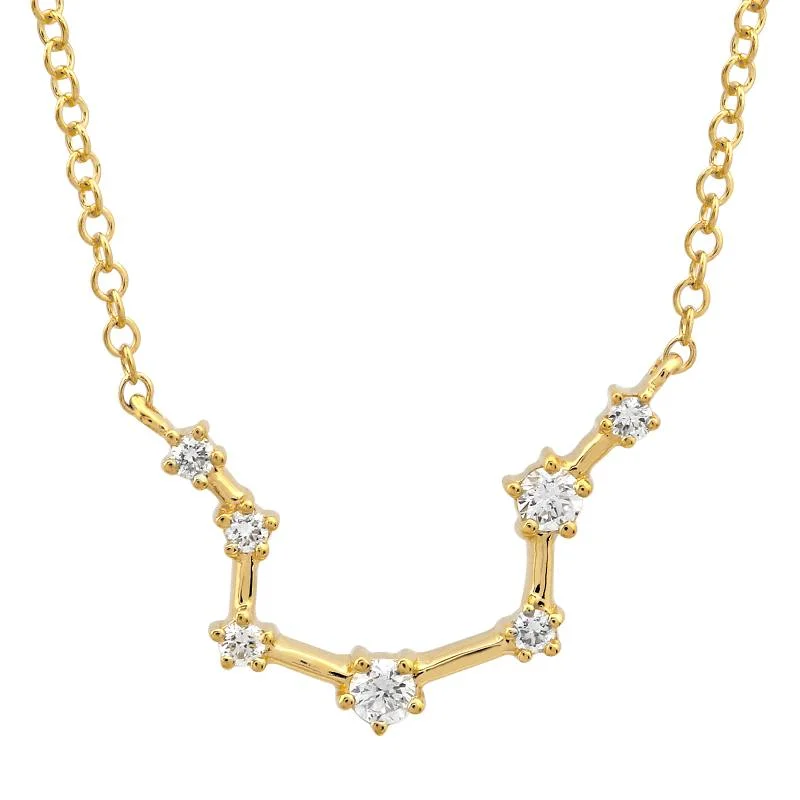 women's birthstone necklaces for women-14k Yellow Gold Diamond Constellation Necklace: Aquarius (Small)