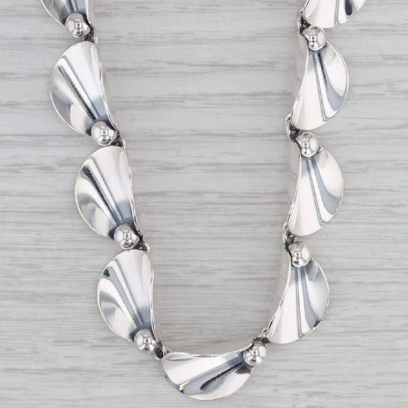 women's layered pearl necklaces-Lily Statement Necklace 14.75" Vintage Sterling Silver Niels Erik From Denmark