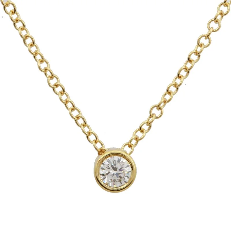 women's diamond choker necklaces-14k Yellow Gold Bezeled Diamond Necklace