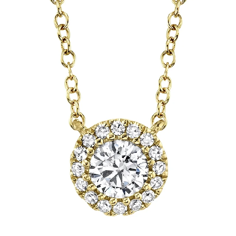 women's two-tone necklaces-14K Yellow Gold Round Brilliant Diamond Necklace