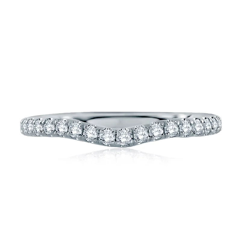 women's diamond band engagement rings-A.Jaffe Contoured French Pavé Diamond Quilted Wedding Band MR1850Q/36