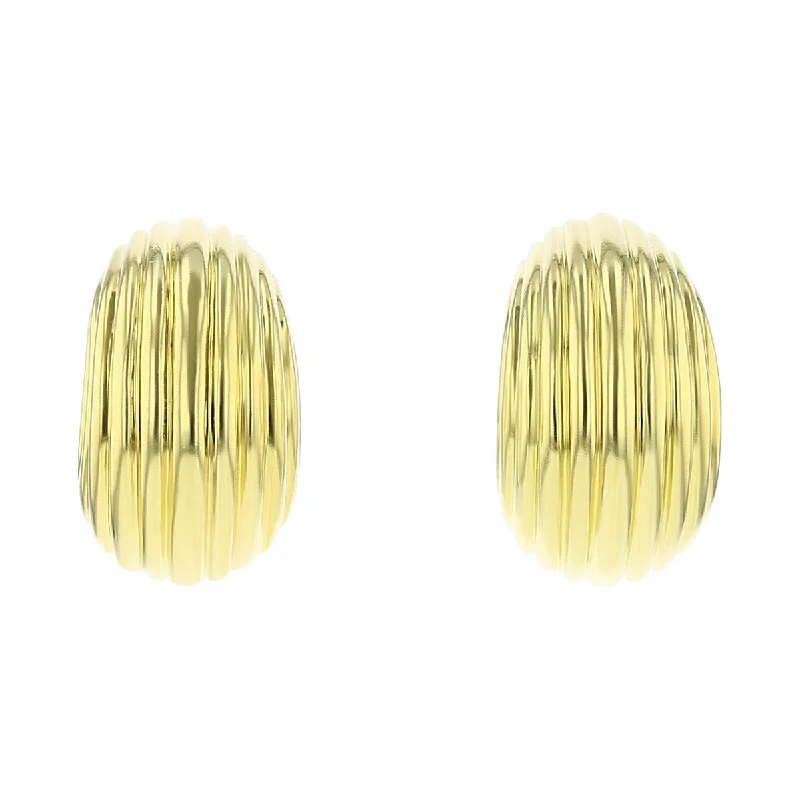 women's oversized earrings-18K Yellow Gold J-Hoop Clip Earrings