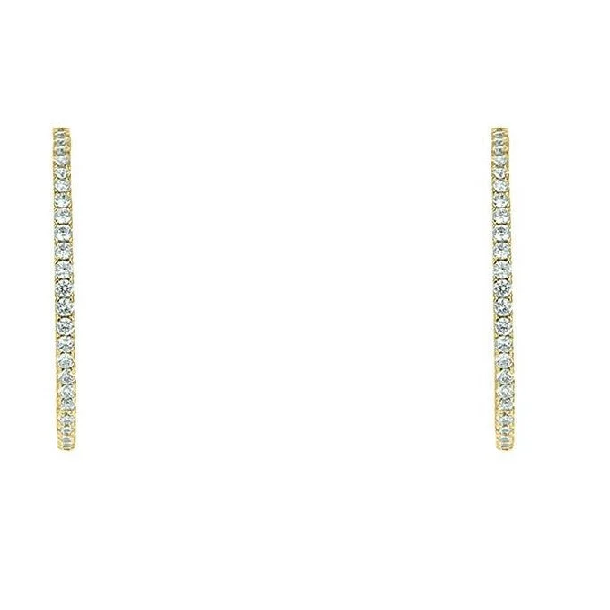 women's classic stud earrings-Anna 2” Inside Outside CZ Gold Hoop Earrings