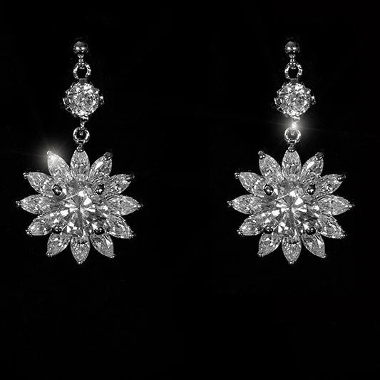 women's vintage earrings-Sissel Floral Drop Dangle CZ Earrings | 6ct