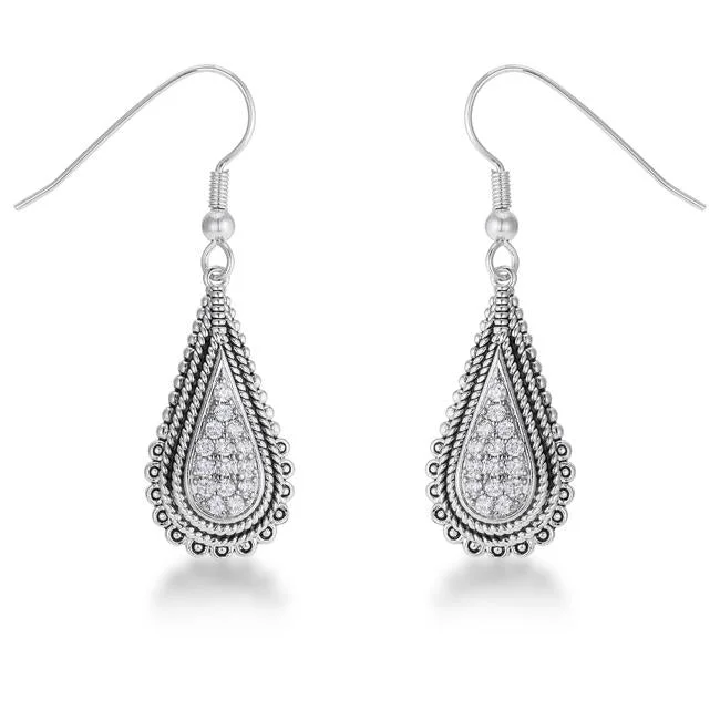 women's boho earrings-Meri Vintage CZ Tear Drop Earrings | 0.5ct