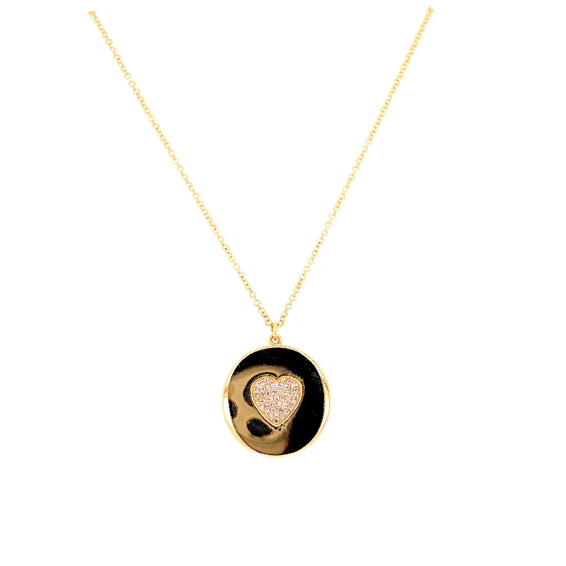 women's unique necklaces-14K Yellow Gold Diamond Heart Locket Necklace