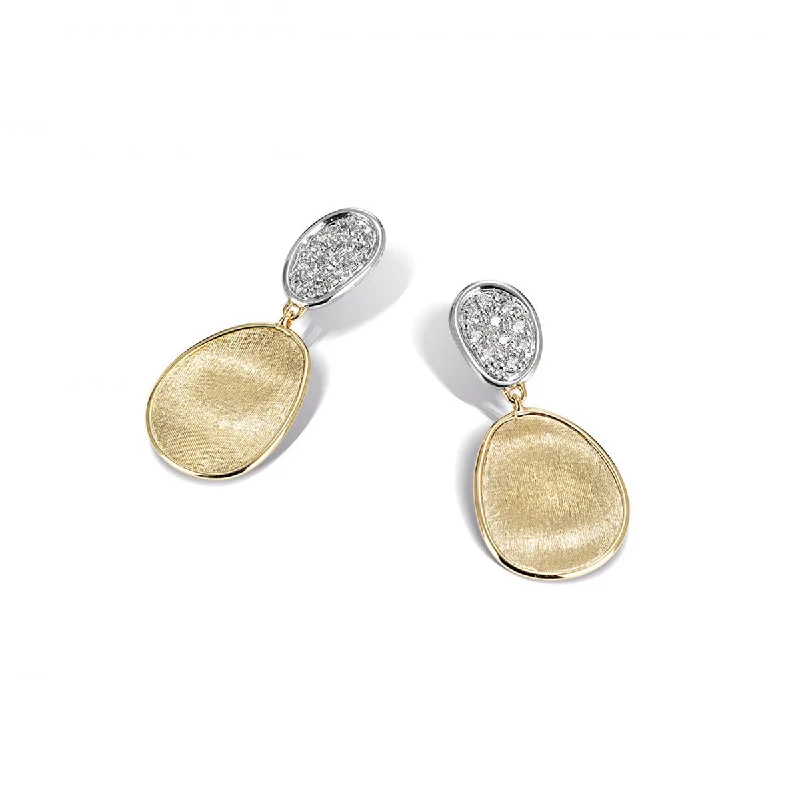 women's silver drop earrings-18K Yellow Gold and Diamond Petite Double Drop Earrings