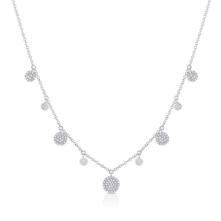 women's birthstone necklaces for women-14K White Gold Diamond Disc Dangle Necklace