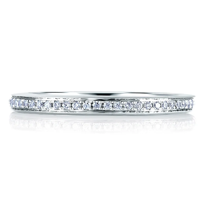 women's gemstone engagement rings with diamonds-A. Jaffe Classic Micro Pave Diamond Wedding Band MR1567/12