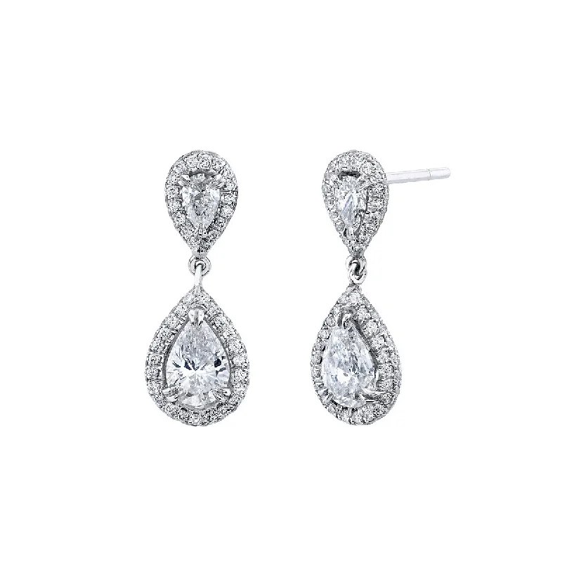 women's retro earrings-Arabesque Diamond Cushion Drop Earrings