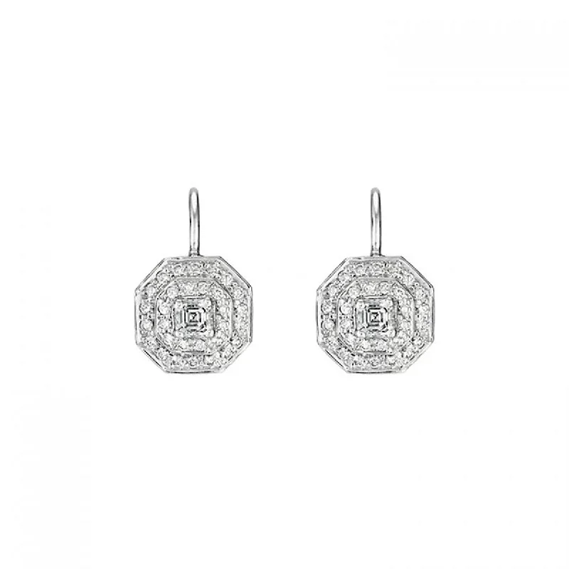 women's flower earrings-Asscher-Cut Diamond Drop Earrings