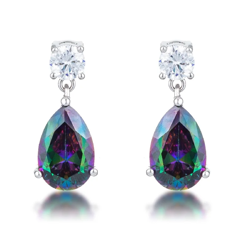 women's silver hoop earrings-Voni Mystic Iridescent Teardrop Earrings | 4.2ct