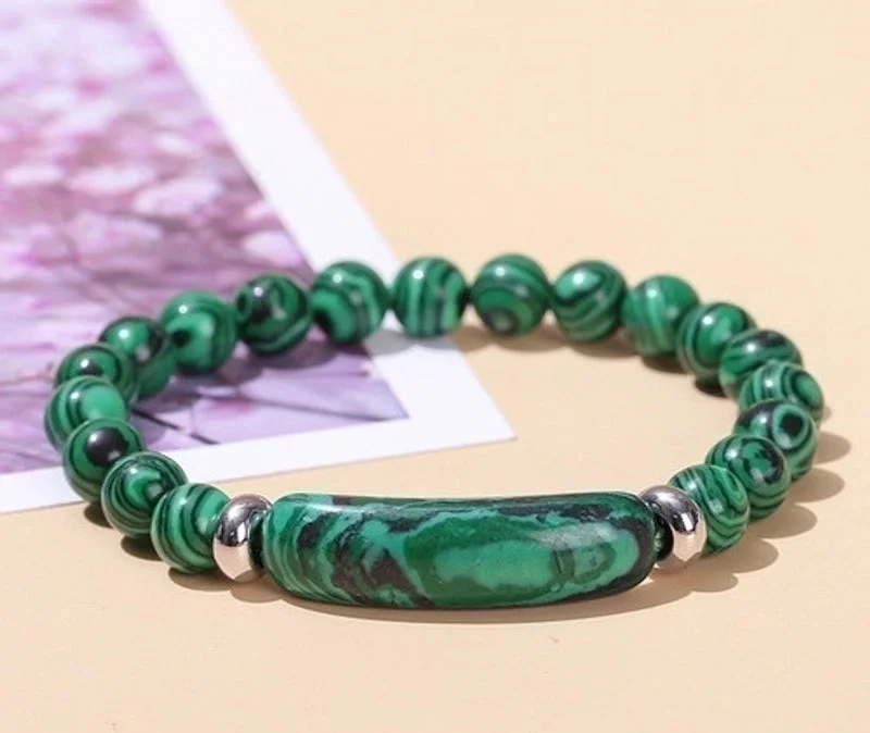 Malachite Bridge Bracelet|8mm Long Tube 10 * 39mm