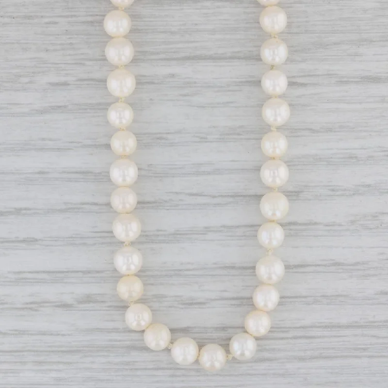 women's stylish statement necklaces-Vintage Cultured Pearl Bead Strand Necklace 14k White Gold 31.5" AS IS