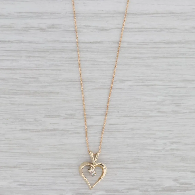 women's cross necklaces-Diamond Open Heart Pendant Necklace 10k Yellow Gold 18" Rope Chain