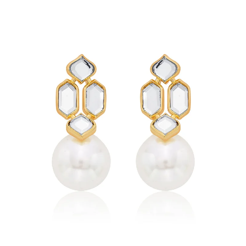 women's long drop earrings-Amara Small Drop Pearl Stud Earrings