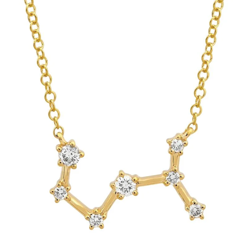 women's sterling silver necklaces-14k Yellow Gold Diamond Scorpio Constellation Necklace