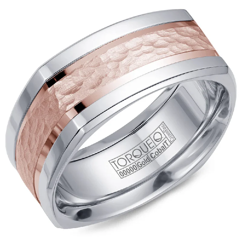 women's sparkling engagement rings-Torque Cobalt & Gold Collection 9MM Wedding Band with Rose Gold Center CW052MR9