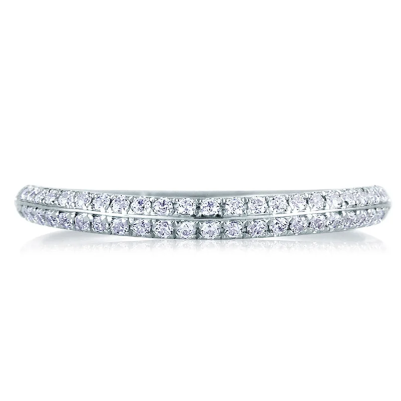 women's cushion-cut engagement rings-A. Jaffe Knife Edge Contour Pave Diamond Wedding Band MRS334/26