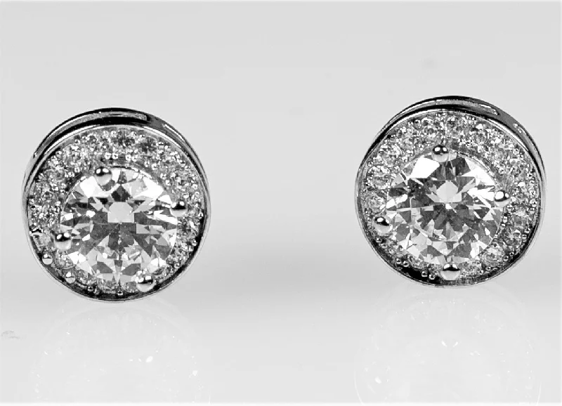 women's hoop earrings-Walda Round Halo Stud Earrings | 2ct