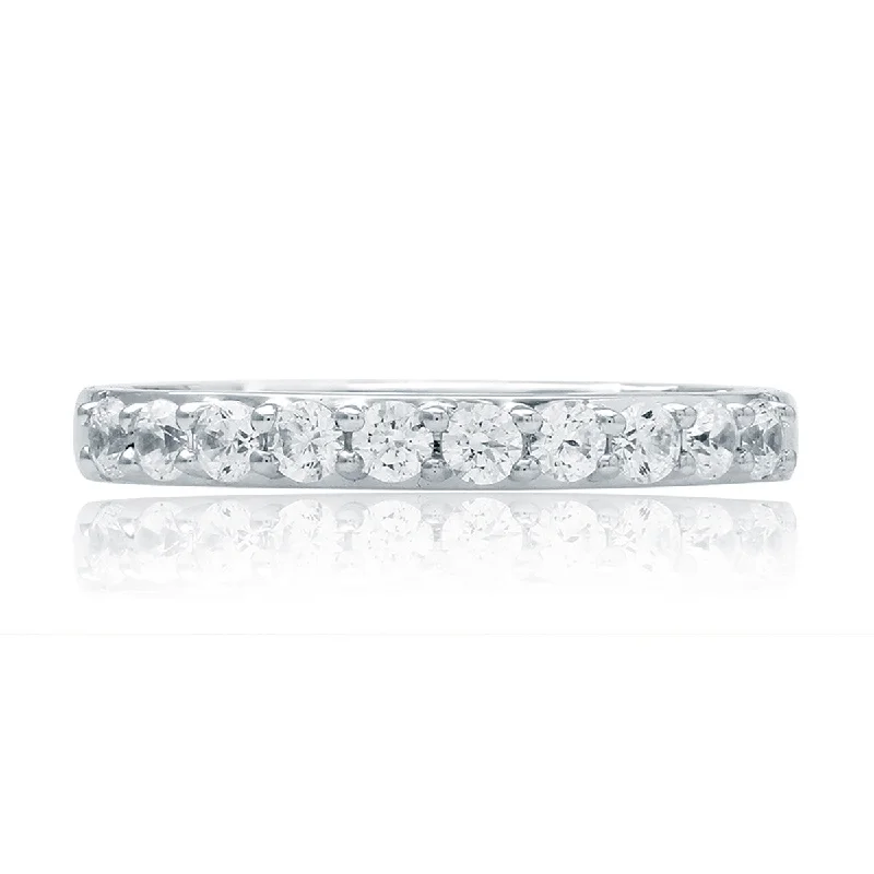 women's vintage-inspired engagement rings-A. Jaffe Classic Shared Prong Diamond Wedding Band MR1401/22