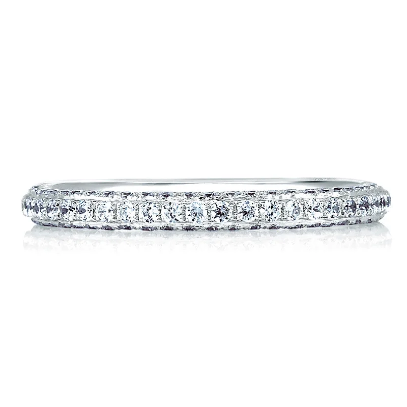 women's floral diamond engagement rings-A. Jaffe Signature Pave Diamond & Diamond Encrusted Profile Wedding Band MRS379/46