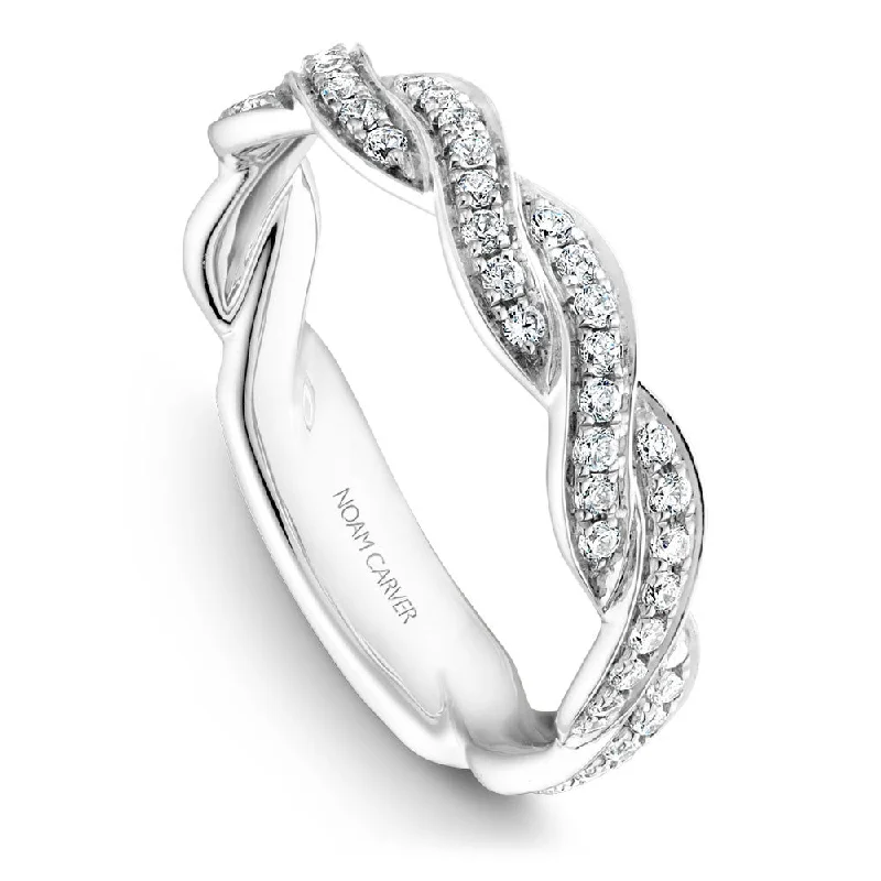 women's twist design engagement rings-Noam Carver Braided Encrusted Diamond Wedding Band B059-01B