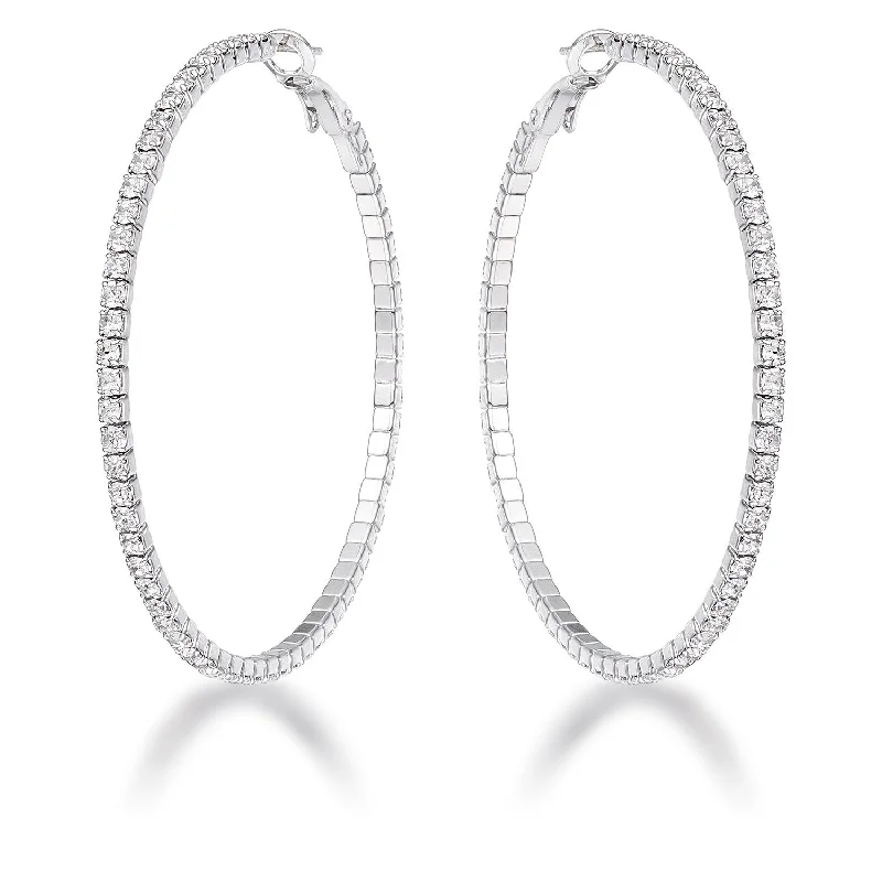 women's statement earrings-Clyotilde Chain Eternity Hoop Earrings | 3.8ct