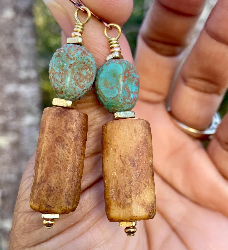 women's gemstone earrings-Turquoise Nugget Earrings