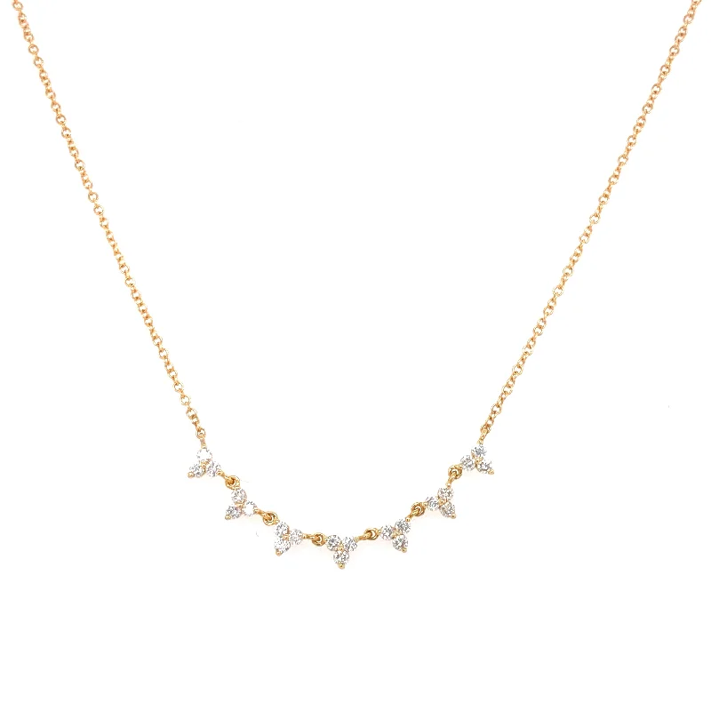 women's luxury necklaces-14K Yellow Gold Diamond Station Necklace