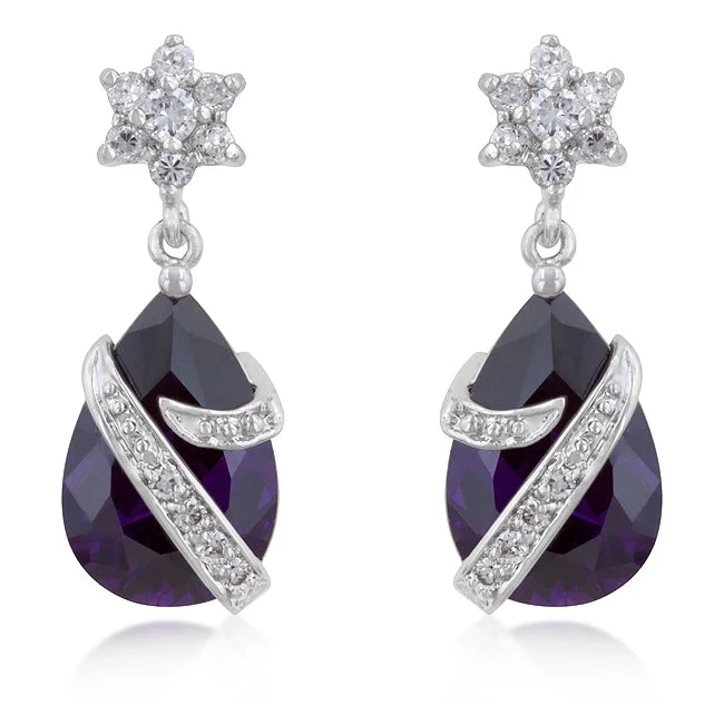 women's silver earrings-Jenn Royal Wrapped Amethyst Drop Earrings | 6.5ct