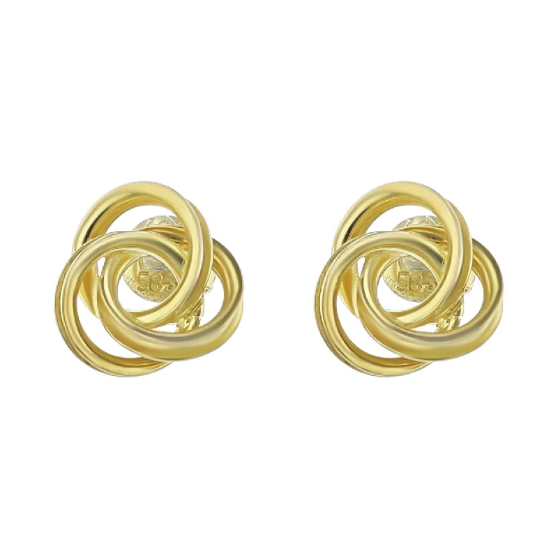 women's silver earrings-18K Yellow Gold 10mm Open Knot Stud Earrings