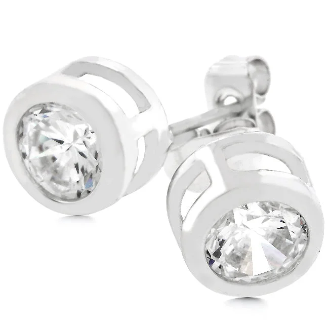 women's long drop earrings-Carol Round Bezel Stud Earrings – 5.5mm | 0.66ct