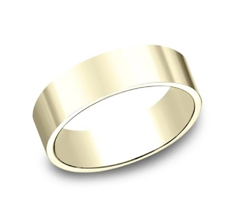 women's commitment rings for women-14K Yellow Gold 6mm Flat Comfort Straight Wedding Band