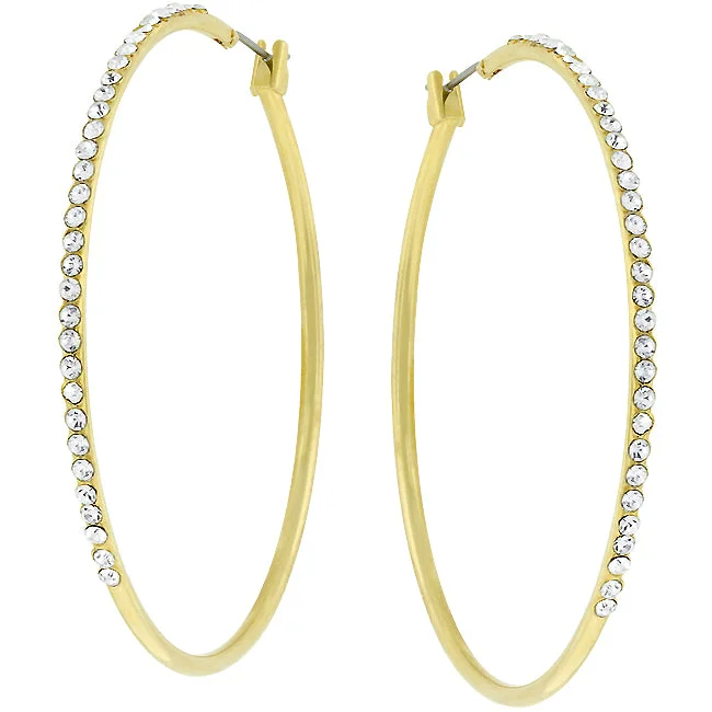 women's gemstone drop earrings-Gwen Large CZ Gold Hoop Earrings  | 18k Gold