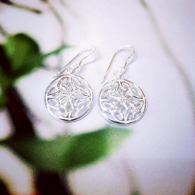 women's heart-shaped drop earrings-Sterling Silver Trinity Circle Earrings