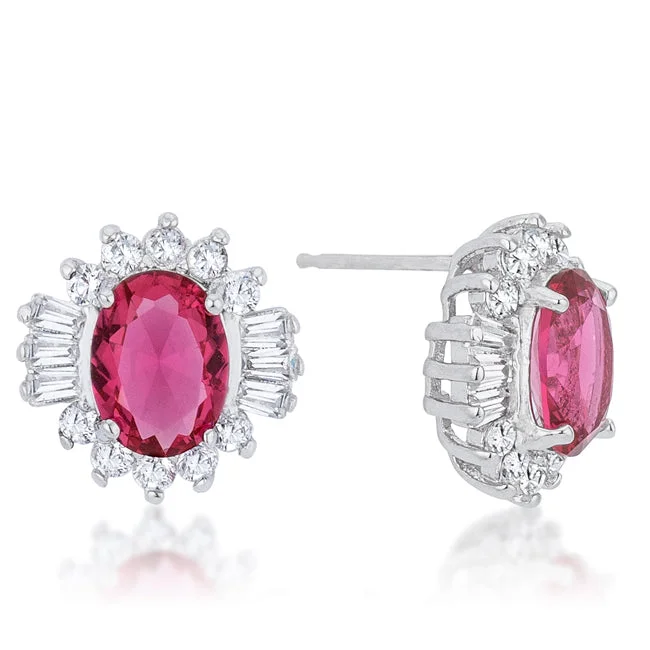 women's heart earrings-Chrisalee Vintage Ruby Halo Earrings