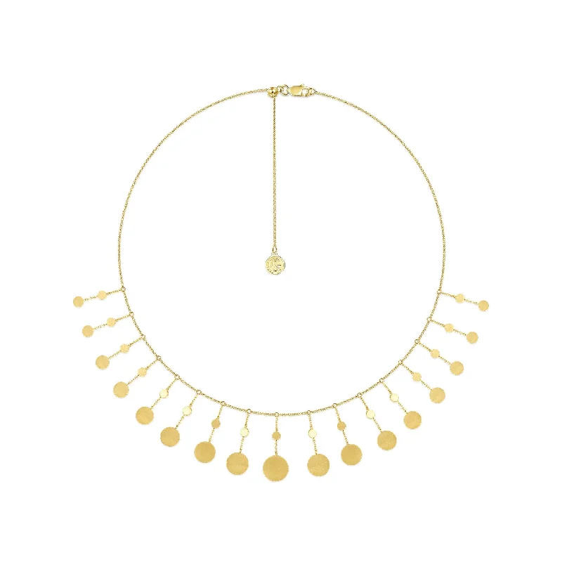 women's cross necklaces-14K Yellow Gold Dangle Disc Necklace