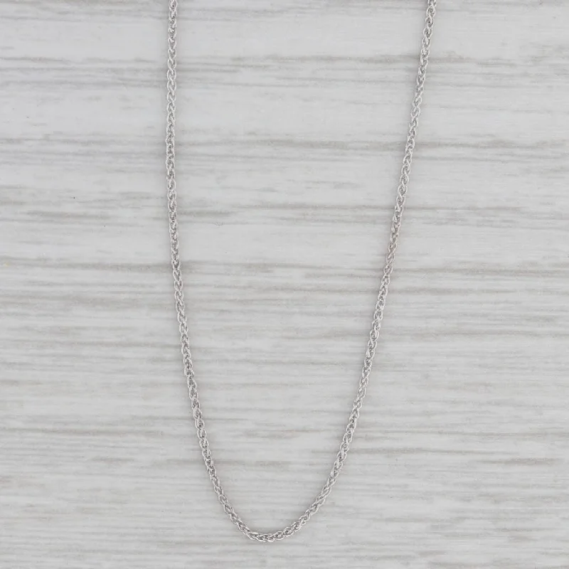 women's charm and pendant necklaces-18" 0.8mm Wheat Chain Necklace 10k White Gold