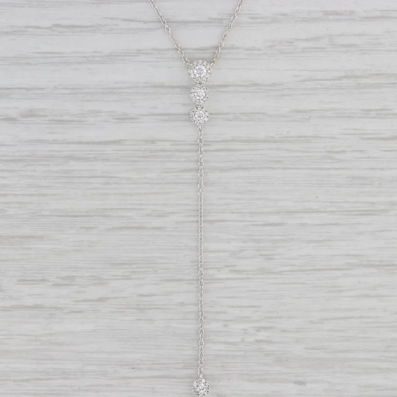 women's solitaire necklaces-0.33ctw Diamond Journey Lariat Pendant Necklace 14k White Gold Cable Chain