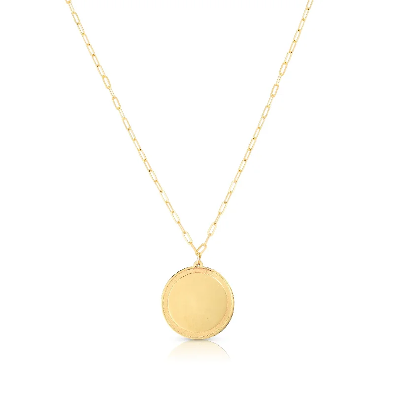 women's luxury necklaces-14K Yellow Gold Engraveable Disc Necklace