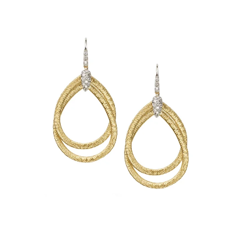 women's fashion stud earrings-18K Yellow Gold and Diamond Small Drop Earrings