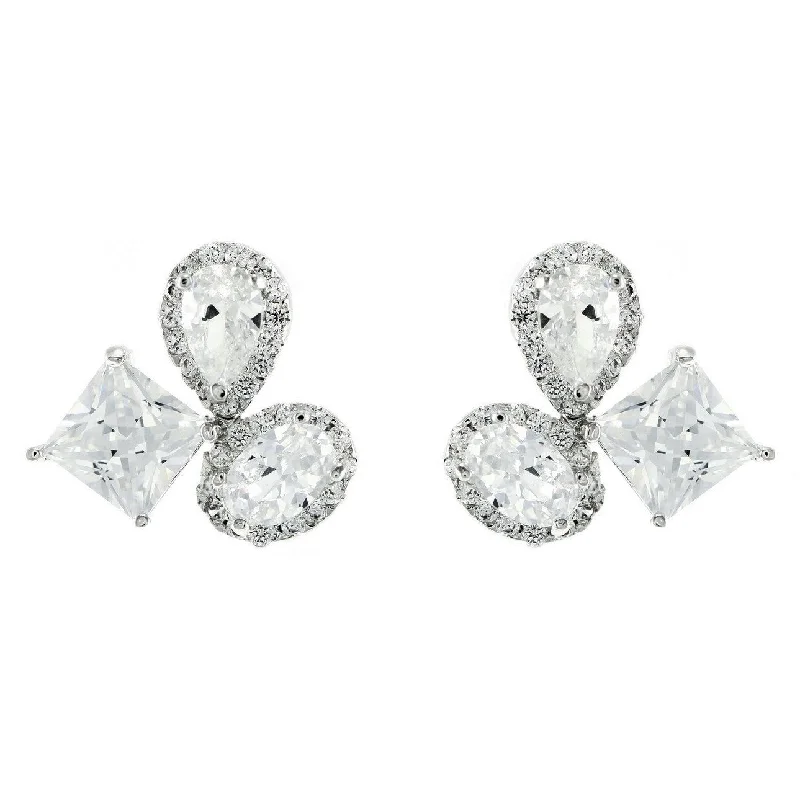 women's hoop earrings with gemstones-Carlotta Cluster CZ Stud Earrings